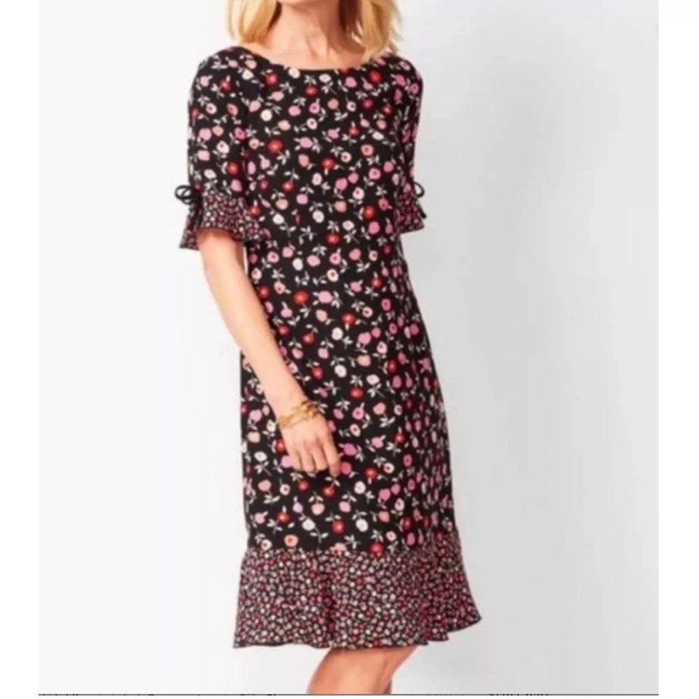 Talbots Floral Jewel-neck shift dress 14 P